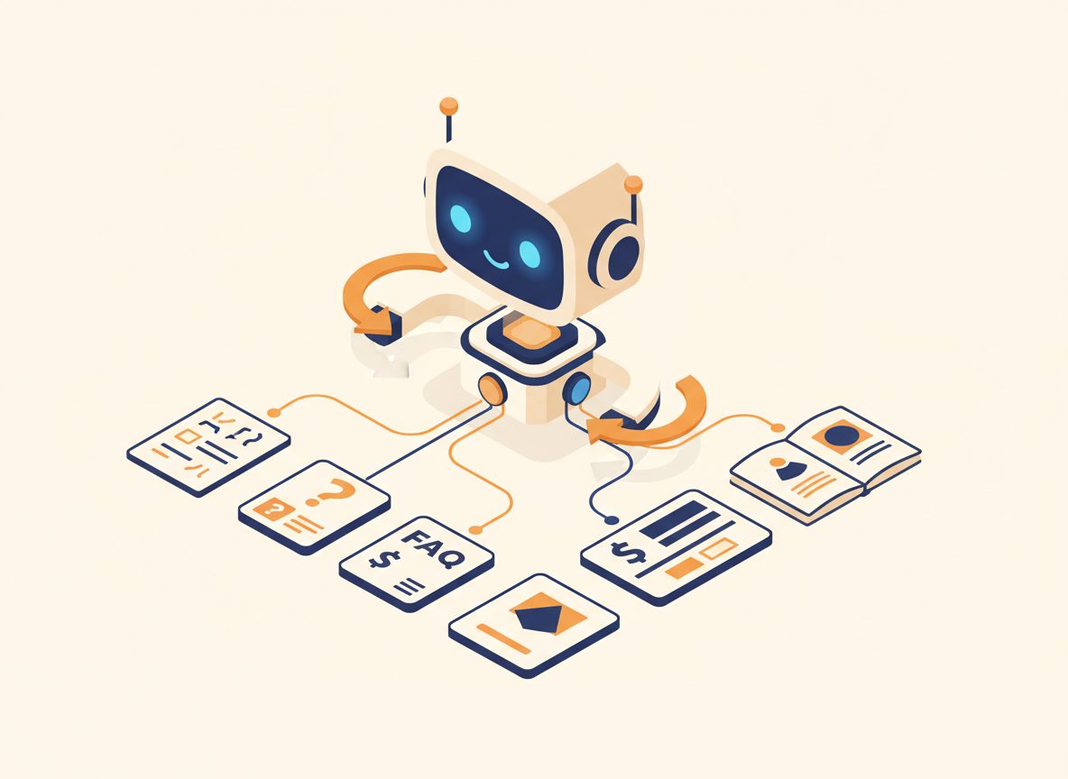 AI-чатбот шукає відповіді у вашій базі знань — документи, FAQ, прайси